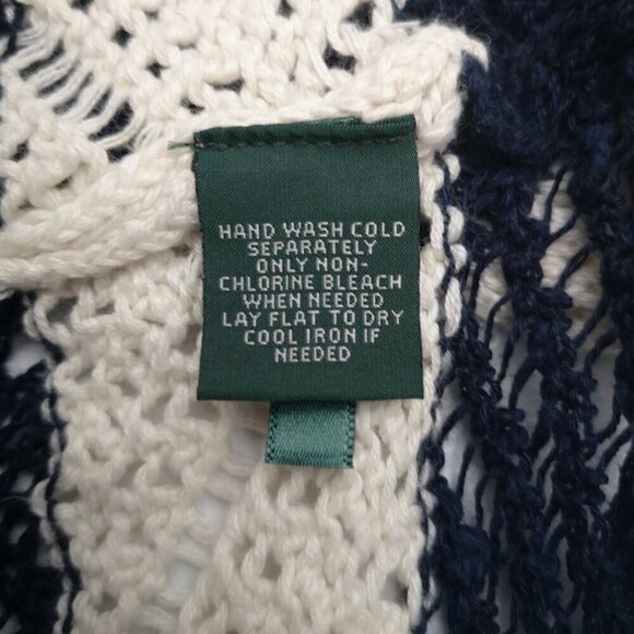 LRL Lauren Jeans Co. Ralph Lauren Ladies Size Small Navy & Beige Open Cardigan - Picture 4 of 9
